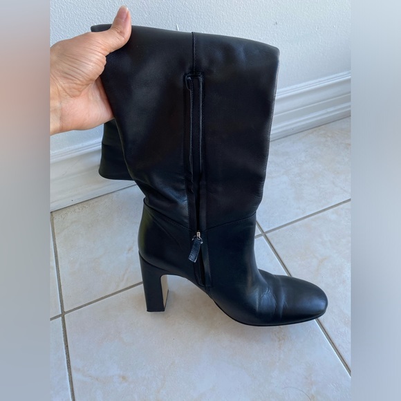 🛍️ZARA OVER THE KNEE LEATHER BOOTS WORN ONCE ORIGINALLY $281 BLOCK HEEL COMFY - Picture 7 of 9